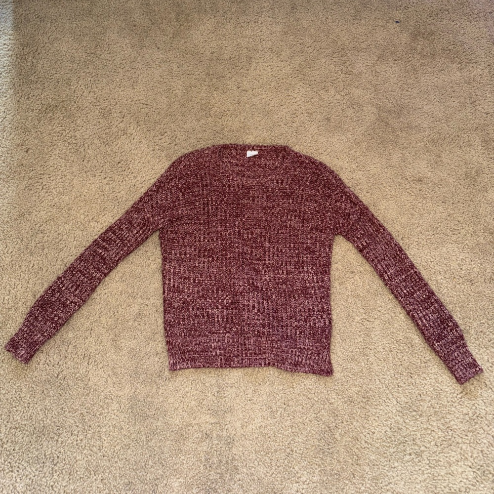 Essentials Maroon Cardigan Sweater Chunky Knit